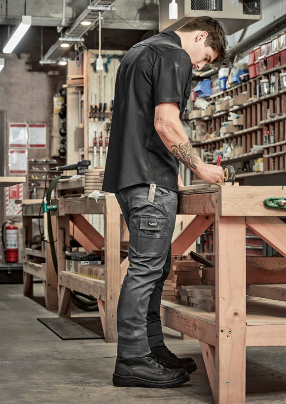 Mens Essential Basic Stretch Cargo Pant - Charcoal