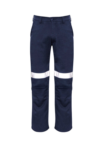 Mens Orange Flame Traditional Style Taped Work Pant - Navy
