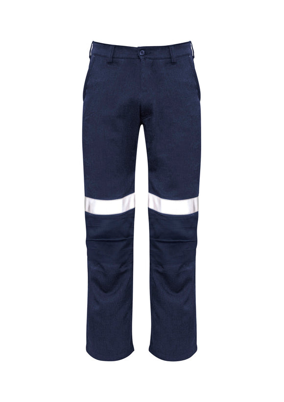 Mens Orange Flame Traditional Style Taped Work Pant - Navy