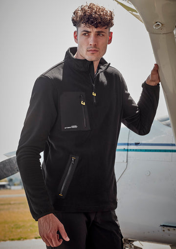 Unisex Streetworx Lightweight 1/4 Zip Polar Fleece - Black