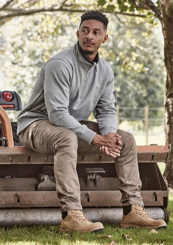 Unisex 1/4 Zip Brushed Fleece Pullover - Grey Marle/Charcoal