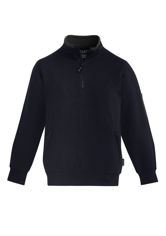 Unisex 1/4 Zip Brushed Fleece Pullover - Navy/Charcoal