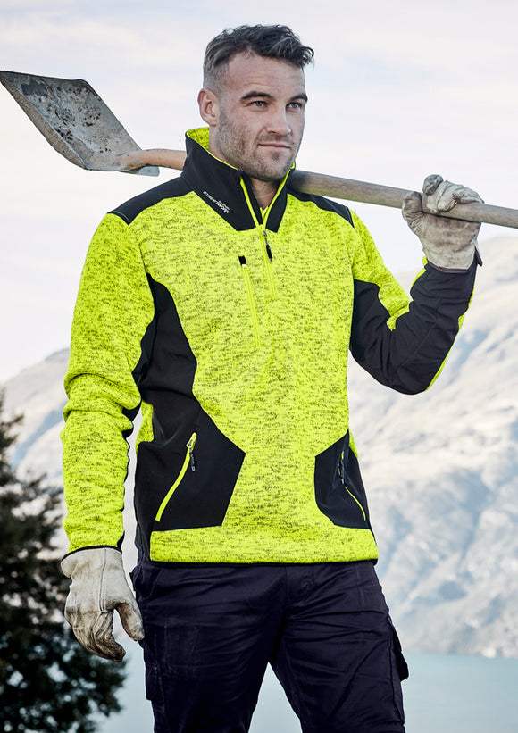 Unisex Streetworx Reinforced Knit 1/2 Zip Pullover - Fluoro Yellow