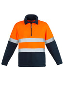 Unisex Hi Vis Polar Fleece Pullover - Hoop Taped - Orange/Navy