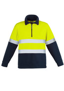 Unisex Hi Vis Polar Fleece Pullover - Hoop Taped - Yellow/Navy