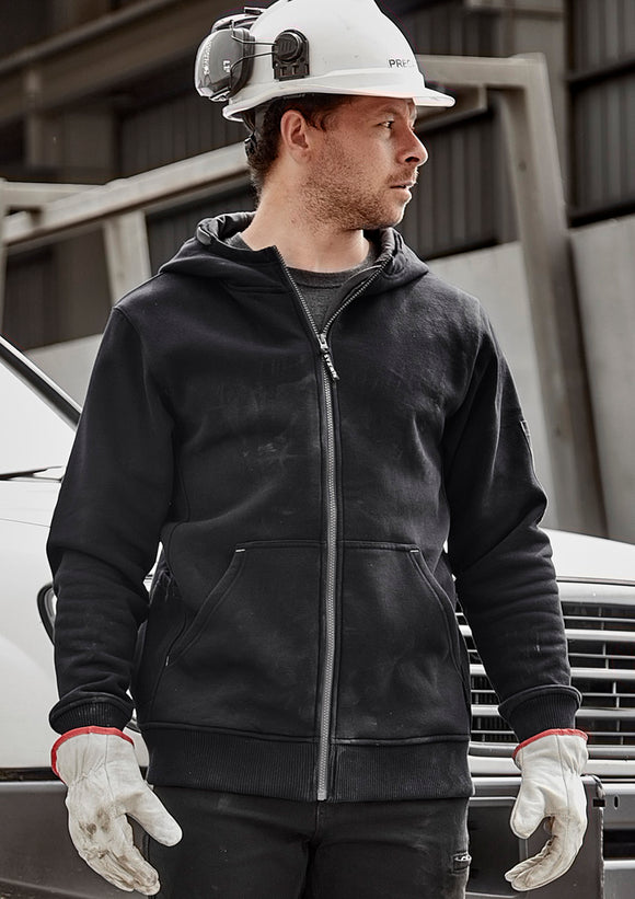 Unisex Zip Front Multi-Pocket Hoodie - Black/Charcoal