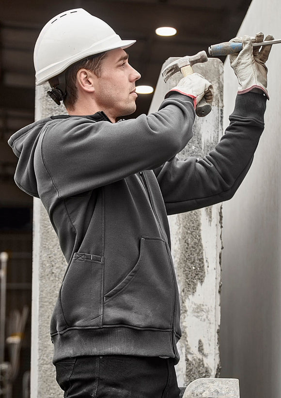 Unisex Zip Front Multi-Pocket Hoodie - Charcoal/Black