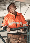 Unisex Hi Vis Full Zip Stretch Taped Hoodie - Orange/Navy