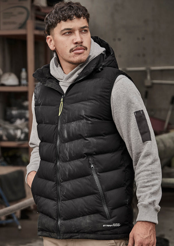 Unisex Streetworx Hooded Puffer Vest - Black