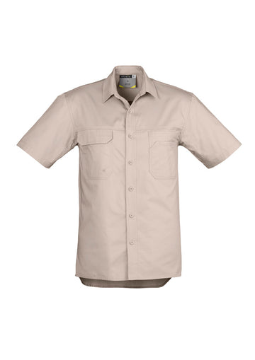 Mens Lightweight Tradie Short Sleeve Shirt - Sand