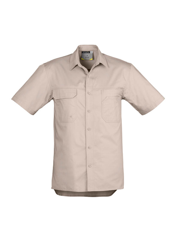 Mens Lightweight Tradie Short Sleeve Shirt - Sand