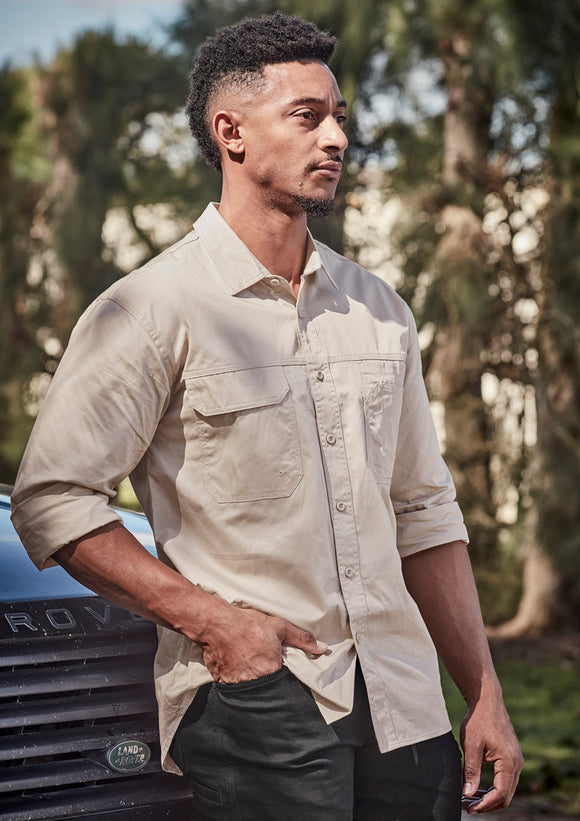 Mens Lightweight Tradie Long Sleeve Shirt - Sand