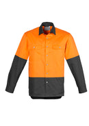 Mens Industrial Long Sleeve Shirt - Orange/Charcoal