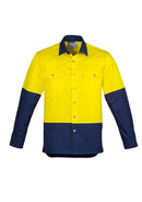 Mens Industrial Long Sleeve Shirt - Yellow/Navy