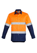 Mens Industrial Long Sleeve Shirt - Hoop Taped - Orange/Navy