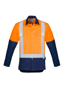 Mens Industrial Long Sleeve Shirt - Shoulder Taped - Orange/Navy