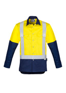 Mens Industrial Long Sleeve Shirt - Shoulder Taped - Yellow/Navy