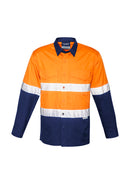 Mens Rugged Cooling Hi Vis Taped Long Sleeve Shirt - Orange/Navy