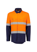 Mens Orange Flame Lightweight Ripstop Shirt - Hoop Taped - Orange/Navy
