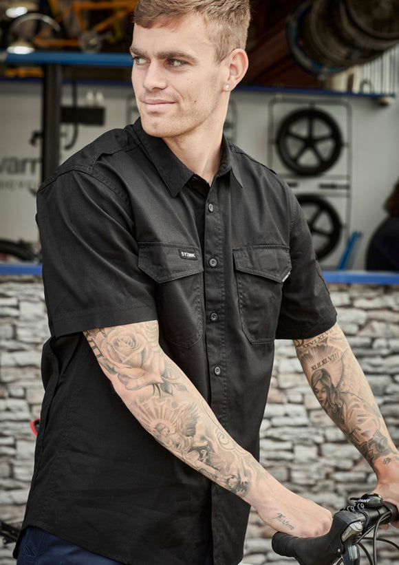Mens Rugged Cooling Short Sleeve Shirt - Black