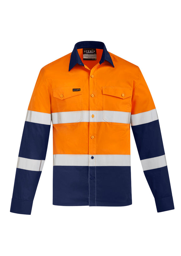 Mens Lightweight Bio Motion Long Sleeve Shirt - Orange/Navy