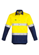 Mens Closed Front Long Sleeve Shirt - Hoop Taped - Yellow/Navy