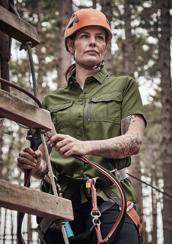 Womens Outdoor Short Sleeve Shirt - Army