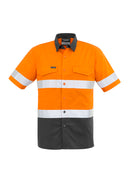 Mens Rugged Cooling Hi Vis Taped Short Sleeve Shirt - Orange/Charcoal