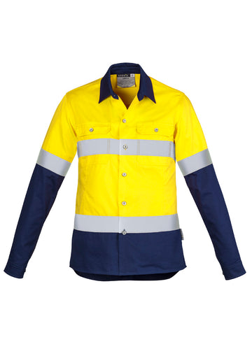 Womens Industrial Long Sleeve Shirt - Hoop Taped - Yellow/Navy