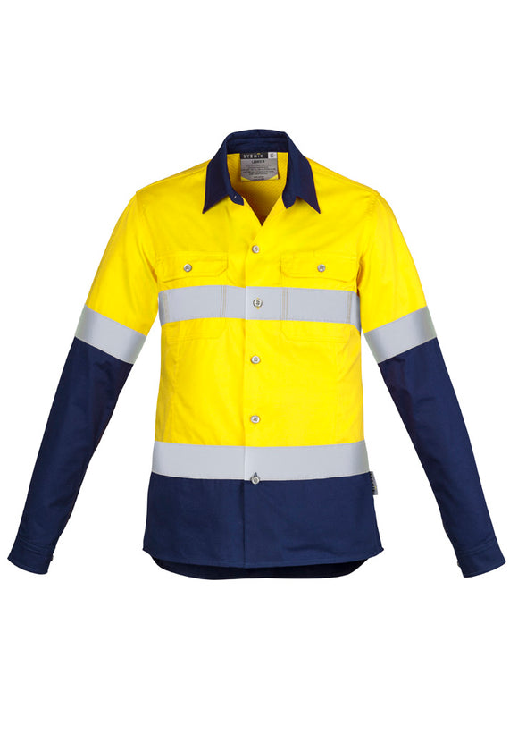 Womens Industrial Long Sleeve Shirt - Hoop Taped - Yellow/Navy