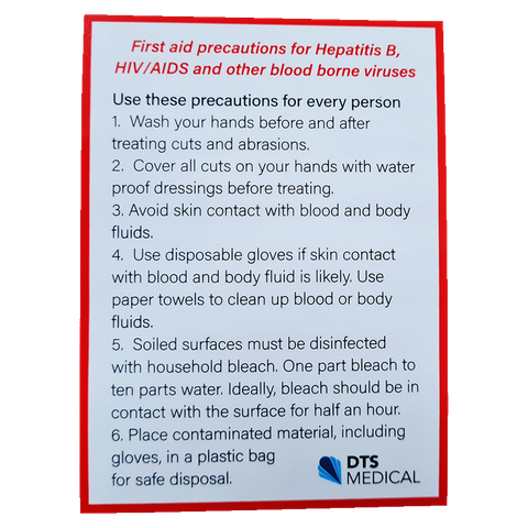 First Aid Warning Hepatitis Sticker 9.5cm x 7cm