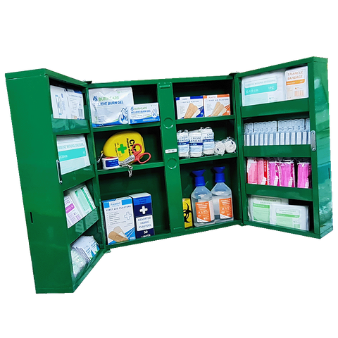 First Aid Metal Box Double Door X Large Wall Mountable Green Empty size 53 x 53 x 20cm
