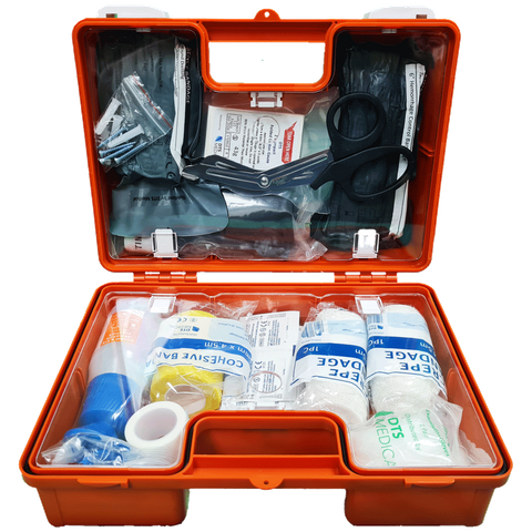 Serious Wound, Portable Trauma First Aid Kit, In Orange Wall Mountable, First Aid Box