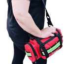 Personal Trauma First Aid Kit in EM13.007 Bag that can be used as sling bag, hand carry, or waist belt carry