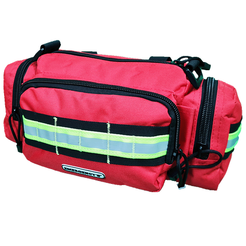 Personal Trauma First Aid Kit in EM13.007 Bag that can be used as sling bag, hand carry, or waist belt carry