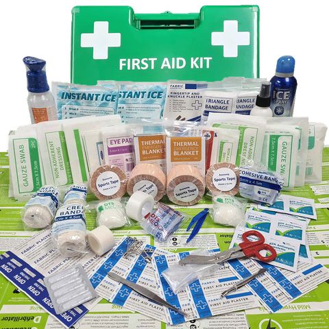 X Large Sports First Aid Kit XL Green Wall Mount Plastic Box