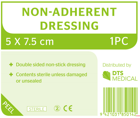 Non Adherent Dressings 7.5cmx5cm Sterile Single