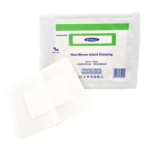 Island Dressing Adhesive Non Woven 8cm x 10cm Single Sterile