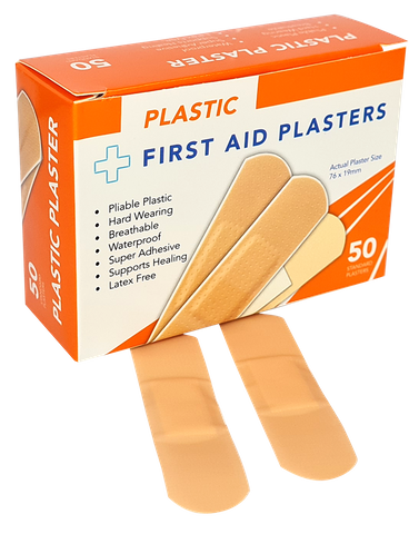 Plastic Regular Plasters Skin Colour 19mm x 76mm 50's Boxed