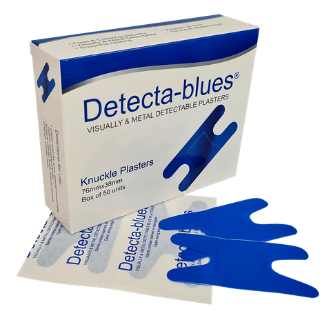Detecta-Blue, Visual And Metal Detectable Plasters Blue Plasters Knuckle Box 50 Sterile