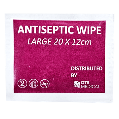 Antiseptic First Aid Wound Wipes 12cm x 20cm Singles Individually Sealed