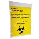 First Aid Clean Up Bag Resealable Bright Yellow Biohazard Marked Single