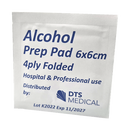 Alcohol Prep Pads 70% Alcohol 6cm x 6cm Folded Wipe box of 200
