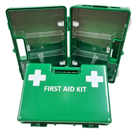 First Aid Box Plastic, Green, X Large with Wall Mount Bracket Empty