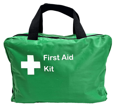 First Aid Bag Soft Pack, Green, Large, 3 Clear Fold Out Sleeves & Handles