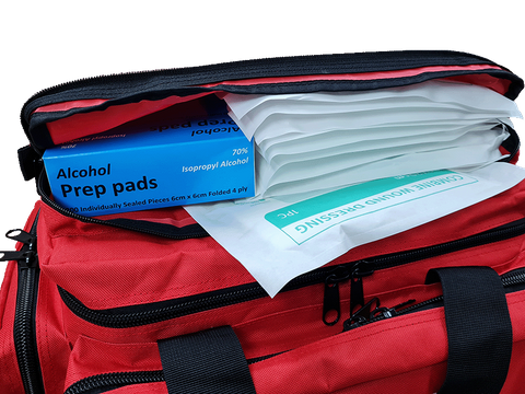 First Aid Medical Kit Bag Red & Lime Reflective Tape Under Arm Shoulder Sling