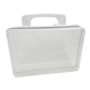 First Aid Box Plastic, Clear, Medium Wall Mount Flap Single Cavity Empty No Stickers Blank