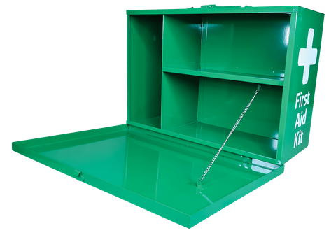 First Aid Metal Box Landscape Large Wall Mountable Green Empty