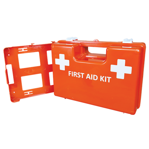 First Aid Box Plastic, Orange, Large with Wall Mount Bracket Empty