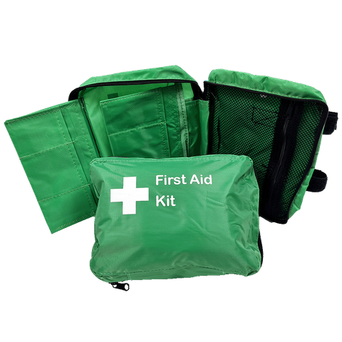 First Aid Bag Soft Pack, Green, Medium, 2 Green Fold Out Sleeves No Handles